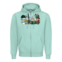 Seafoam hunter green hockey coffee cups Zipper Hoodie - AdoDesignShop