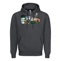 Smoke hunter green hockey coffee cups Zipper Hoodie - AdoDesignShop