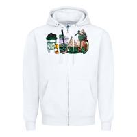 White hunter green hockey coffee cups Zipper Hoodie - AdoDesignShop
