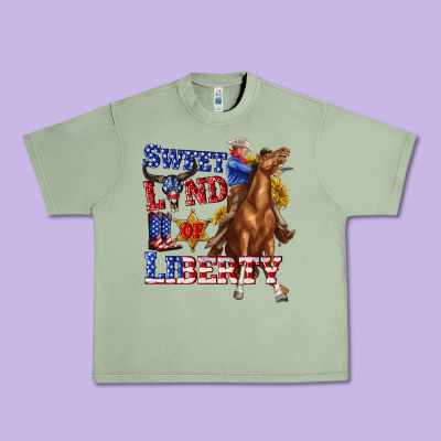 Urban Heavy Tee western sweet land of liberty 4th july billie wilder