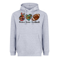 Heather Grey peace love football Heavyweight Hoodie - Artiststas