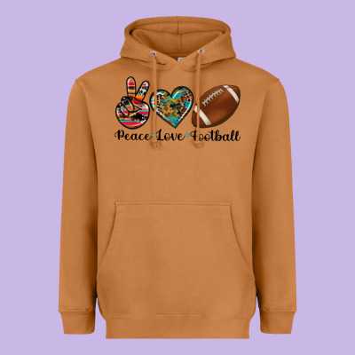 Peace Love Football Heavyweight Hoodie Designed By Artiststas