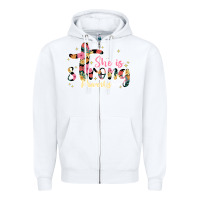White she is strong proverbs 31 25 Zipper Hoodie - JahusDesignShop