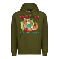 Army Green purrfect cozy reading vibes Premium Hoodie - MaliasSmallBusiness