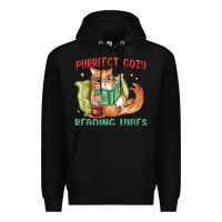 Black purrfect cozy reading vibes Premium Hoodie - MaliasSmallBusiness