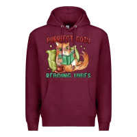 Burgundy purrfect cozy reading vibes Premium Hoodie - MaliasSmallBusiness