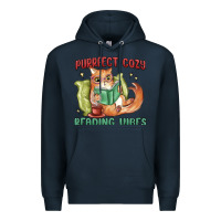 Navy purrfect cozy reading vibes Premium Hoodie - MaliasSmallBusiness