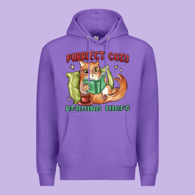 Purrfect Cozy Reading Vibes Premium Hoodie Designed By Maliassmallbusiness
