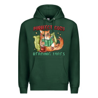 Sports Green purrfect cozy reading vibes Premium Hoodie - MaliasSmallBusiness