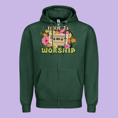 Made To Worship Zipper Hoodie Designed By Jahusdesignshop