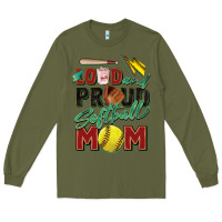 Army Green loud and proud softball mom Long Sleeve Tee - Zillion Design Studio