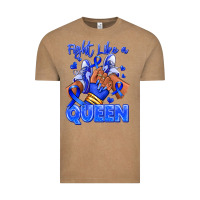 Vintage Coffee fight like a queen navy blue colon cancer afro gir Vintage Tee - RanaPortraitStore