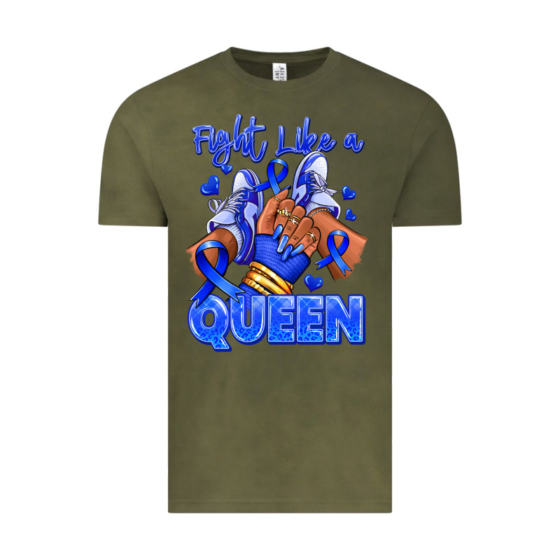 Fight Like A Queen Navy Blue Colon Cancer Afro Gir Vintage Tee by RanaPortraitStore | Teevron