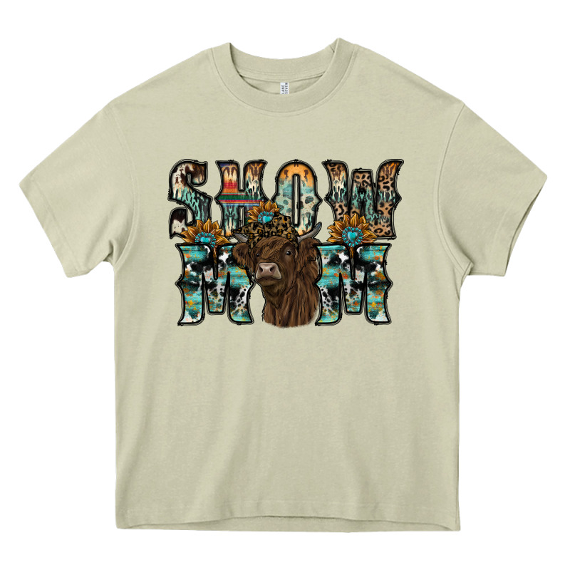 Show Mom Highland Cow Heavy Core Tee by SublimationCraftShop | Teevron