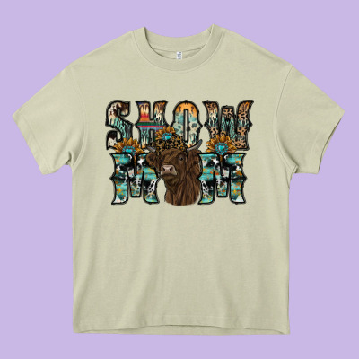 Show Mom Highland Cow Heavy Core Tee Designed By Sublimationcraftshop
