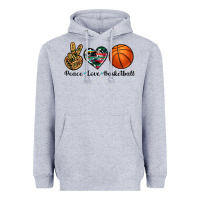 Heather Grey peace love basketball Heavyweight Hoodie - Artiststas