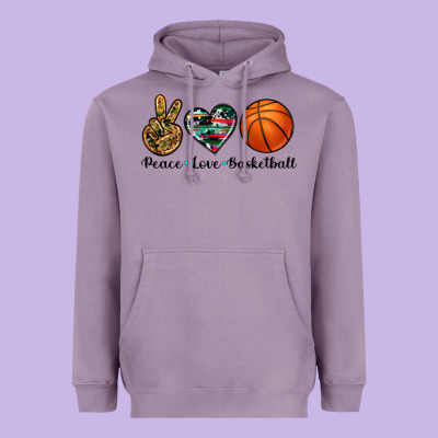 Peace Love Basketball Heavyweight Hoodie Designed By Artiststas