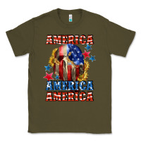 Army Green America skeleton 4th of july Classic Tee - CowGirlArtShop