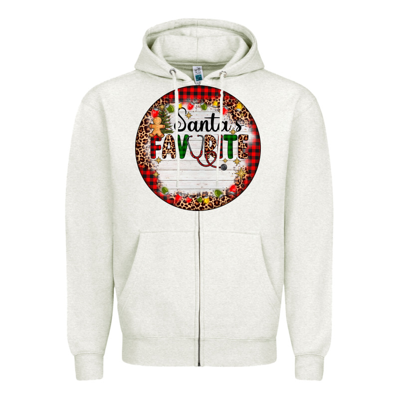 Custom Name Santas Favorite Nurse Zipper Hoodie by AdoDesignShop | Teevron