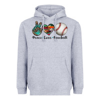 Heather Grey peace love baseball Heavyweight Hoodie - Artiststas