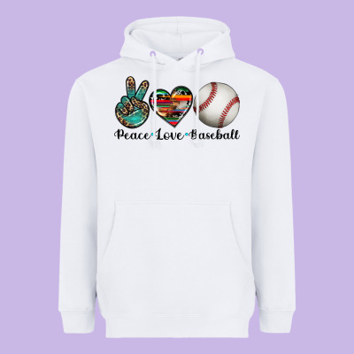 Peace Love Baseball Heavyweight Hoodie Designed By Artiststas