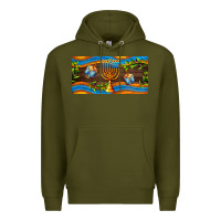 Army Green hanukkah with candlestick Premium Hoodie - AdoDesignShop