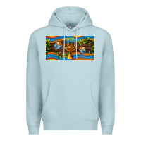 Blue Mist hanukkah with candlestick Premium Hoodie - AdoDesignShop