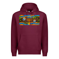 Burgundy hanukkah with candlestick Premium Hoodie - AdoDesignShop