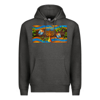 Charcoal Heather hanukkah with candlestick Premium Hoodie - AdoDesignShop
