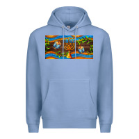 Colony Blue hanukkah with candlestick Premium Hoodie - AdoDesignShop