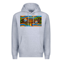 Heather Grey hanukkah with candlestick Premium Hoodie - AdoDesignShop
