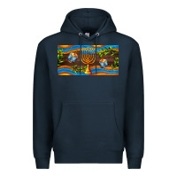 Navy hanukkah with candlestick Premium Hoodie - AdoDesignShop
