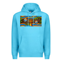 Ocean Blue hanukkah with candlestick Premium Hoodie - AdoDesignShop