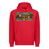Red hanukkah with candlestick Premium Hoodie - AdoDesignShop