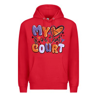 Red my heart is on that court Premium Hoodie - MaliasSmallBusiness