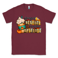 Burgundy stressed blessed pumpkin obsessed Classic Tee - CowhideDigitalArt