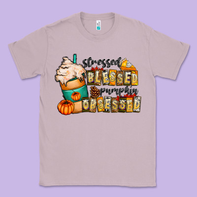 Stressed Blessed Pumpkin Obsessed Classic Tee Designed By Cowhidedigitalart