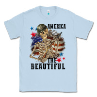 Dusty Blue America the beautiful 4th of july Classic Tee - CowGirlArtShop