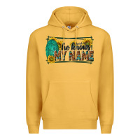 Mustard he knows my name isaiah 43 1 Premium Hoodie - NancyCooperArtShop