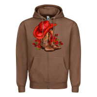 Chestnut valentines day cowboy boots red  and roses Zipper Hoodie - AdoDesignShop