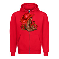 Red valentines day cowboy boots red  and roses Zipper Hoodie - AdoDesignShop