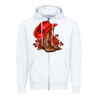 White valentines day cowboy boots red  and roses Zipper Hoodie - AdoDesignShop