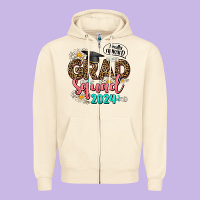 Grad Squad 2024 Zipper Hoodie Designed By Adodesignshop