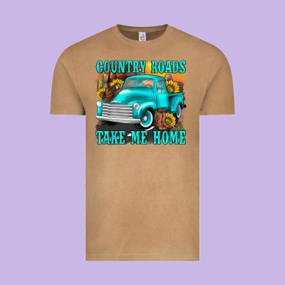 Country Roads Take Me Home Western Vintage Tee Designed By Texasbilliewilder