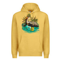 Antique Gold fishing pelican camp Premium Hoodie - NancyCooperArtShop