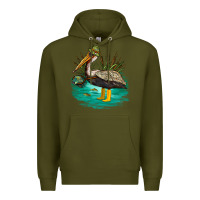 Army Green fishing pelican camp Premium Hoodie - NancyCooperArtShop