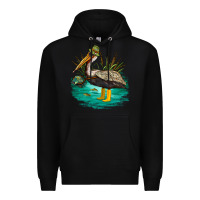 Black fishing pelican camp Premium Hoodie - NancyCooperArtShop