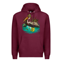 Burgundy fishing pelican camp Premium Hoodie - NancyCooperArtShop