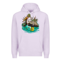 Lilac fishing pelican camp Premium Hoodie - NancyCooperArtShop