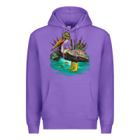 Purple fishing pelican camp Premium Hoodie - NancyCooperArtShop